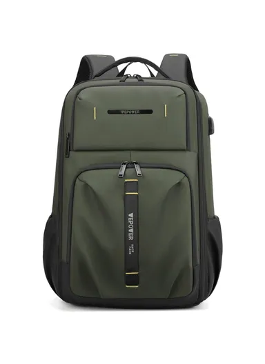 14" Stylish Men Travel Nylon Backpack Laptop Carrying Daypack with USB Port 1288 (H47 x W30 x D18)cm - Army Green