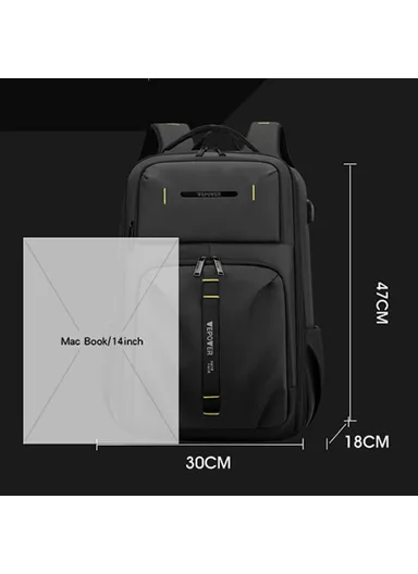 14" Stylish Men Travel Nylon Backpack Laptop Carrying Daypack with USB Port 1288 (H47 x W30 x D18)cm - Army Green
