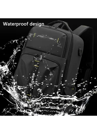 14" Stylish Men Travel Nylon Backpack Laptop Carrying Daypack with USB Port 1288 (H47 x W30 x D18)cm - Army Green