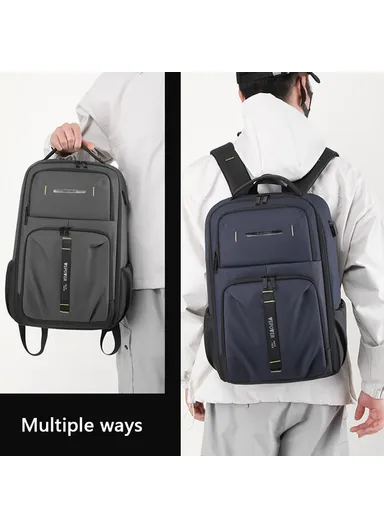 14" Stylish Men Travel Nylon Backpack Laptop Carrying Daypack with USB Port 1288 (H47 x W30 x D18)cm - Army Green