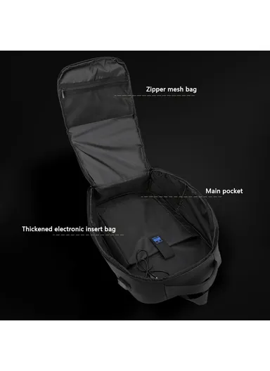 14" Stylish Men Travel Nylon Backpack Laptop Carrying Daypack with USB Port 1288 (H47 x W30 x D18)cm - Grey