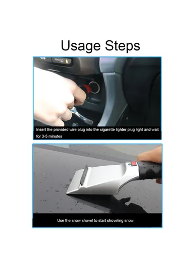 12V Electric Heated Car Snow Removal Shovel Plastic + Metal Winter Car Window Snow Removal Scraper