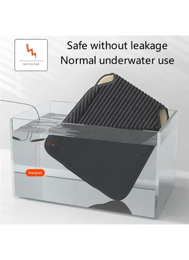 ANJUNY 24W 12/24V Car Electric Heated Seat Cushion Warm Plush Seat Heating Pad with Backrest - Grey/Passenger Side