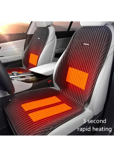 ANJUNY 24W 12/24V Car Electric Heated Seat Cushion Warm Plush Seat Heating Pad with Backrest - Grey/Driver Side