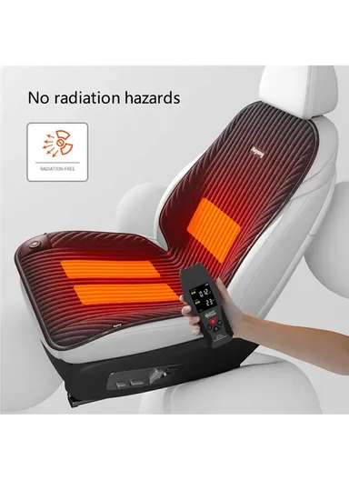 ANJUNY 24W 12/24V Car Electric Heated Seat Cushion Warm Plush Seat Heating Pad with Backrest - Grey/Driver Side