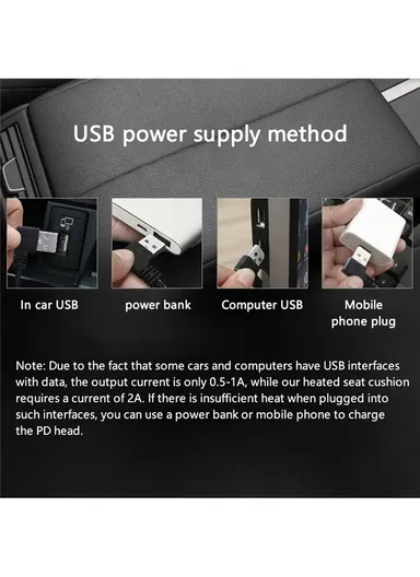 ANJUNY 4 Levels Heating Car Seat Cushion Cover USB Charging Winter Seat Heater Warmer