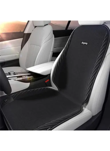 24W 12V Winter Car Electric Heated Seat Cushion with Backrest Plush Chair Heating Pad - Black / Passenger Side