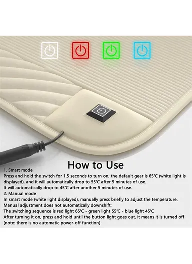 24W 12V Winter Car Electric Heated Seat Cushion with Backrest Plush Chair Heating Pad - Black / Passenger Side