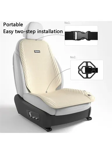 24W 12V Winter Car Electric Heated Seat Cushion with Backrest Plush Chair Heating Pad - Black / Passenger Side