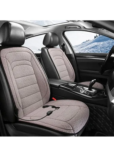 2Pcs 26W 12V Electric Heated Car Seat Cushion Back Cover Winter Heating Seat Pad - Grey