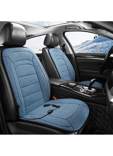 2Pcs 26W 12V Electric Heated Car Seat Cushion Back Cover Winter Heating Seat Pad - Sapphire