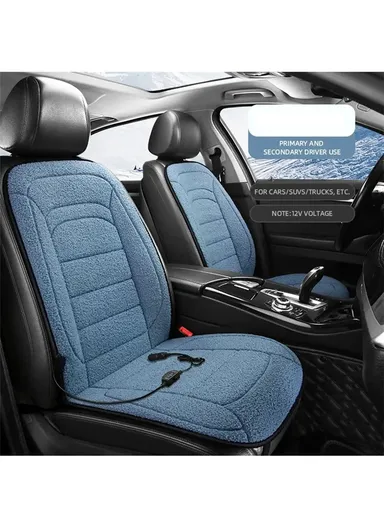 2Pcs 26W 12V Electric Heated Car Seat Cushion Back Cover Winter Heating Seat Pad - Sapphire