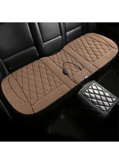 26W 12V Rear Seat Cushion Car Heated Protective Mat Pad Imitation Cashmere Back Seat Cover - Brown
