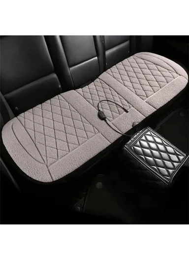 26W 12V Rear Seat Cushion Car Heated Protective Mat Pad Imitation Cashmere Back Seat Cover - Grey