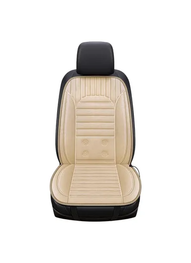 26W 12V Heated Car Seat Covers Winter Heating Car Seat Warmer Pad with Backrest G-4S - Beige