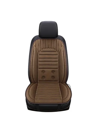 26W 12V Heated Car Seat Covers Winter Heating Car Seat Warmer Pad with Backrest G-4S - Coffee