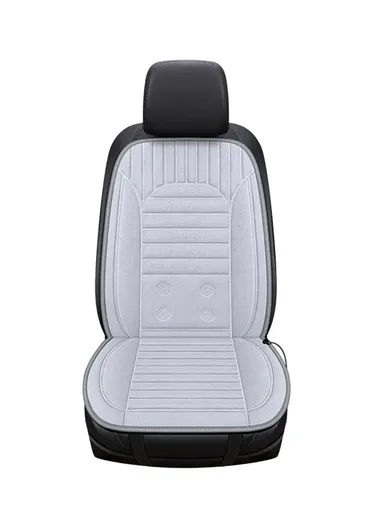 26W 12V Heated Car Seat Covers Winter Heating Car Seat Warmer Pad with Backrest G-4S - Grey