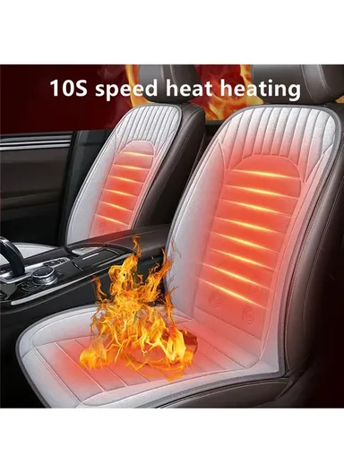26W 12V Heated Car Seat Covers Winter Heating Car Seat Warmer Pad with Backrest G-4S - Grey