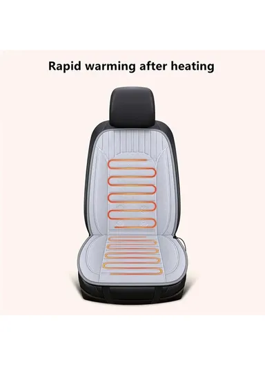 26W 12V Heated Car Seat Covers Winter Heating Car Seat Warmer Pad with Backrest G-4S - Grey