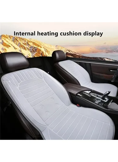 26W 12V Heated Car Seat Covers Winter Heating Car Seat Warmer Pad with Backrest G-4S - Grey