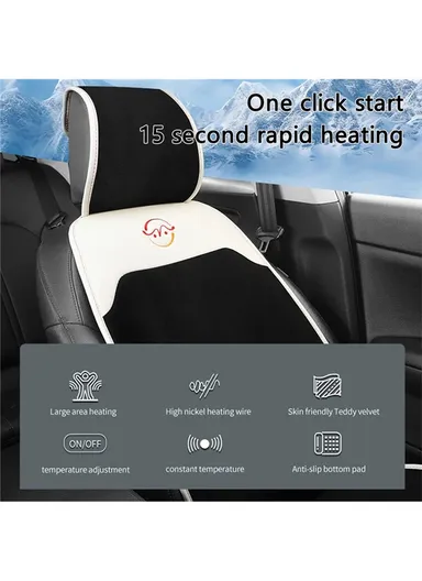 WM-XL2 2Pcs / Set 12V / 24V Car Heated Seat Cushion Universal Vehicle Seat Cover Warmer with Backrest for Cold Day - Black