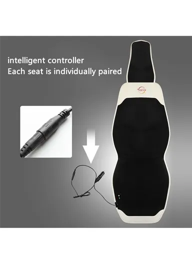 WM-XL2 2Pcs / Set 12V / 24V Car Heated Seat Cushion Universal Vehicle Seat Cover Warmer with Backrest for Cold Day - Black