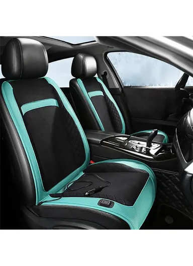 2Pcs / Set 12V / 24V 30W Car Electric Heating Car Seat Cushion with Backrest for Winter Universal Vehicle Seat Warmer -  Black / Blue