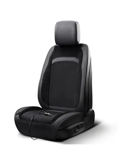 12V/24V 30W Universal Car Electric Heating Car Seat Cushion with Backrest Car Seat Warmer for Winter - Black