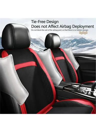 12V/24V 30W Universal Car Electric Heating Car Seat Cushion with Backrest Car Seat Warmer for Winter - Black