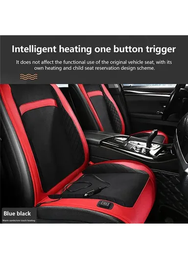 12V/24V 30W Universal Car Electric Heating Car Seat Cushion with Backrest Car Seat Warmer for Winter - Black