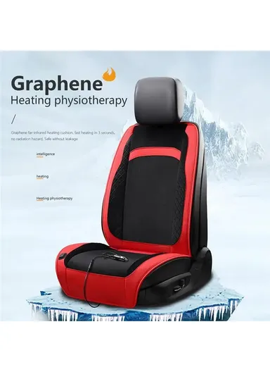 12V/24V 30W Universal Car Electric Heating Car Seat Cushion with Backrest Car Seat Warmer for Winter - Black