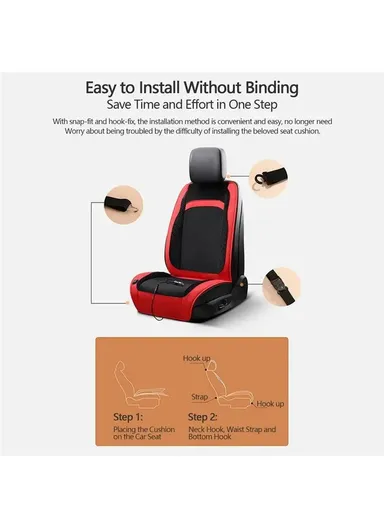 12V/24V 30W Universal Car Electric Heating Car Seat Cushion with Backrest Car Seat Warmer for Winter - Black