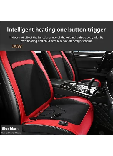 12V/24V 30W Universal Car Electric Heating Car Seat Cushion with Backrest Car Seat Warmer for Winter - Black / Blue