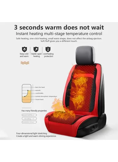 12V/24V 30W Universal Car Electric Heating Car Seat Cushion with Backrest Car Seat Warmer for Winter - Black / Blue