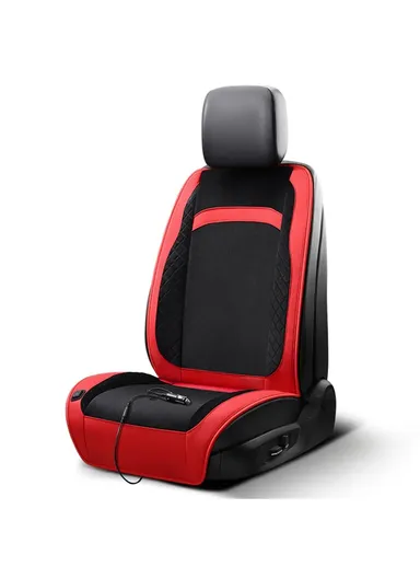 12V/24V 30W Universal Car Electric Heating Car Seat Cushion with Backrest Car Seat Warmer for Winter - Black / Red