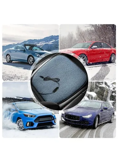5V 12W USB Car Heating Cushion Lamb Fleece Winter Warm Universal Car Interior Seat Cover Pad - Black