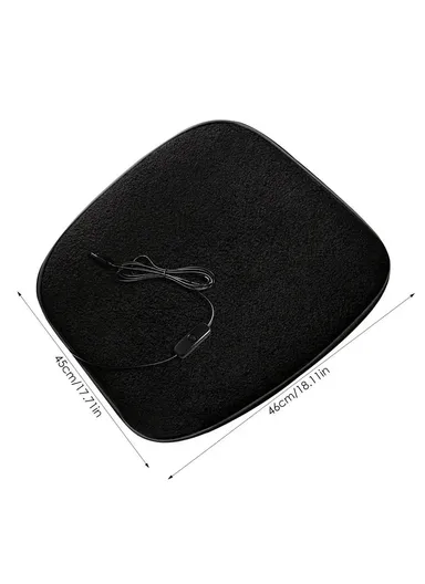 5V 12W USB Car Heating Cushion Lamb Fleece Winter Warm Universal Car Interior Seat Cover Pad - Black