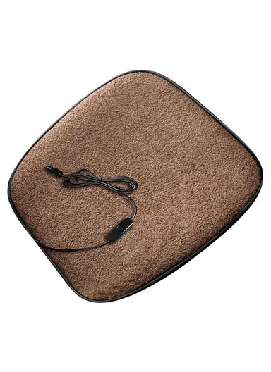 5V 12W USB Car Heating Cushion Lamb Fleece Winter Warm Universal Car Interior Seat Cover Pad - Brown
