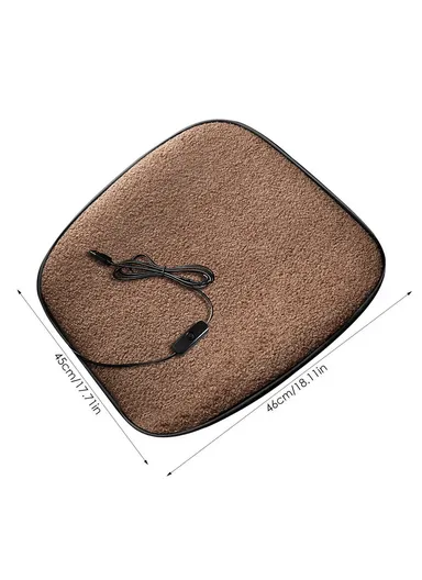 5V 12W USB Car Heating Cushion Lamb Fleece Winter Warm Universal Car Interior Seat Cover Pad - Brown