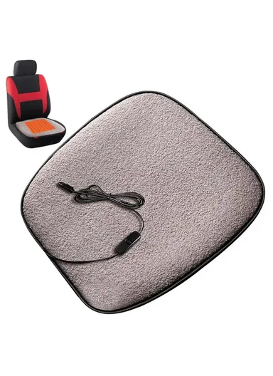 5V 12W USB Car Heating Cushion Lamb Fleece Winter Warm Universal Car Interior Seat Cover Pad - Grey