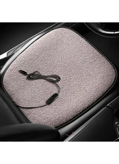 5V 12W USB Car Heating Cushion Lamb Fleece Winter Warm Universal Car Interior Seat Cover Pad - Grey