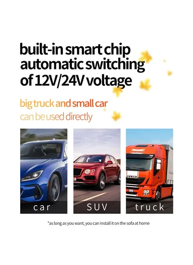 12V / 24V Single Seat Car Cigarette Lighter Heated Seat Cushion Chair Heating Pad with 3 Heat Settings - Black