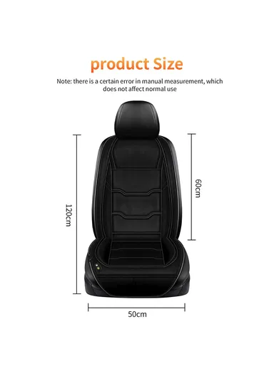 12V / 24V Single Seat Car Cigarette Lighter Heated Seat Cushion Chair Heating Pad with 3 Heat Settings - Black