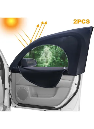 2Pcs Car Side Window Sunshades Stretchable Mesh Curtains Blocking Mosquito (Driver Side+Passenger Side)