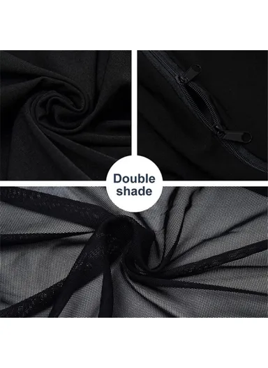 2Pcs Car Side Window Sunshades Stretchable Mesh Curtains Blocking Mosquito (Driver Side+Passenger Side)