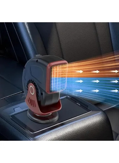 12V Car Heater Lightweight Defrost and Defog Car Warmer Cigarette Lighter Vehicle Heating Device 9769 - Black / Red