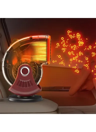 12V Car Heater Lightweight Defrost and Defog Car Warmer Cigarette Lighter Vehicle Heating Device 9769 - Black / Red