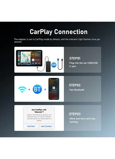 2-in-1 Carplay / Android Auto Wired to Wireless Dongle Box Plug &amp; Play Mini Adapter AF1315 