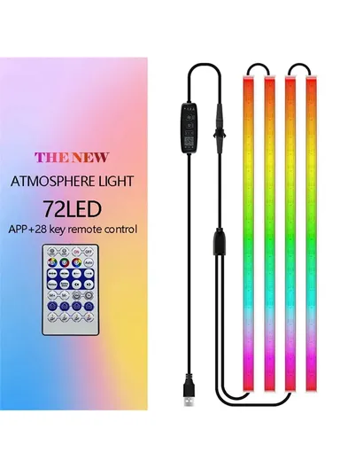 150 mA 4Pcs Car 72LED Underglow Light Multi-color Bluetooth APP Control USB Car Decorative Lamp Underbody LED Strip Lights N2U-72 