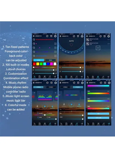 150 mA 4Pcs Car 72LED Underglow Light Multi-color Bluetooth APP Control USB Car Decorative Lamp Underbody LED Strip Lights N2U-72 